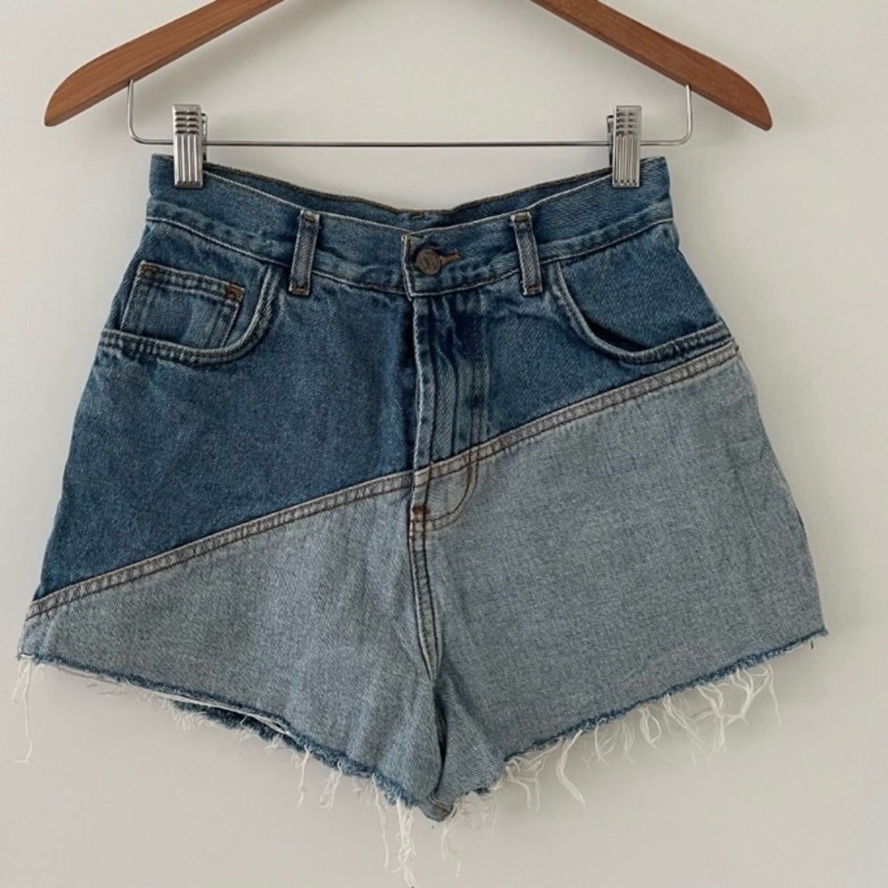 FARM Rio Blue Jean Shorts High-Waisted Two-Tone